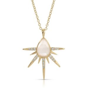 Starlight Burst Necklace - White Cat's Eye