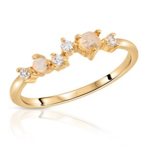 Starry Sky Stacking Ring - Moonstone and Opal