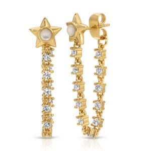 Lucky Star Tennis Chain Earrings - Mother of Pearl