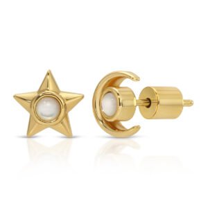 Lucky Star + Moon Studs - Mother Of Pearl